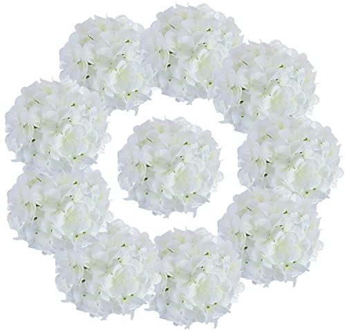 AVIVIHO Konstgjorda Hortensiablommor, vita, 20 st fylliga hortensior, silkesblommor med stjälkar, för vår, påsk, festival, bröllopsdekor, hemmafest, bordsdekor, butik, babyshower, dekoration