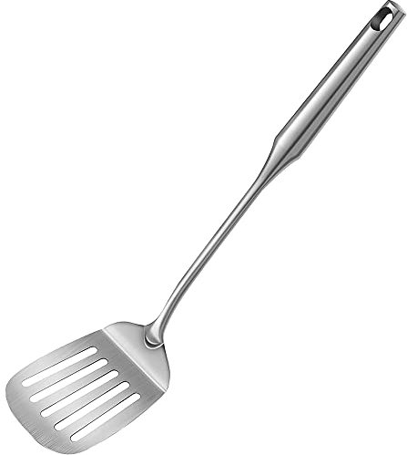 Pfannenwender aus Metall mit Schlitz,strapazierfähiger Pfannenwender aus Edelstahl 304 zum Kochen, Fischspatel, Küchenkochutensilien – Kochen,Backen,Wenden,Grillen,Braten,Pfannkuchenspatel