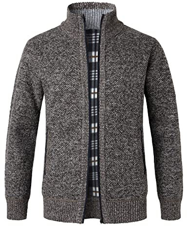 Btmpmcs Herren Strickjacke Cardigan Pullover mit Stehkragen und Reißverschluss Winter Fleece-gefüttert Warm Dicker Strickpullover Übergangsjacke Winterjacke…