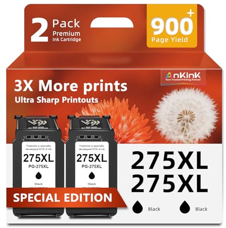 Ankink 275XL Compatible Ink Cartridge Replacement for Canon PG 275 PG275 XL PG275XL Cannon 275 XL Black, 2-Pack for Pixma TS3522 TR4720 TR4700 TR4722 TS3500 TS3520 TS3700 TS3720 TS3722 Printer