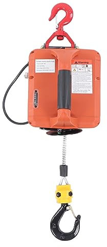 Electric Hoist 500KG, Portable Electric Winch Lift Crane with Remote 7.6M Steel Cable Recovery Winch for Boats Light Vehicles Vertically Horizontally Usable, Safer Double