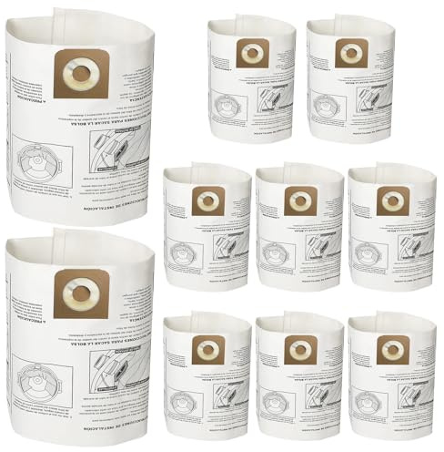 10 Pack CMXZVBE38749 Vacuum Bags Compatible with Craftsman 16 and 20 Gallon Wet/Dry Vacs, Replacement Parts CMXEVBE17595, CMXEVBE17596, Part# 38749