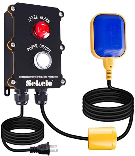 Sump Pump Alarm,Sekelo High Water Alarm with 10ft Level Float Switch,90dB Loud Alarm and Power ON/Off LED Indicator ,IP67 Indoor/Outdoor Use,Ideal for Septic Sump Pump Pond Water Tank