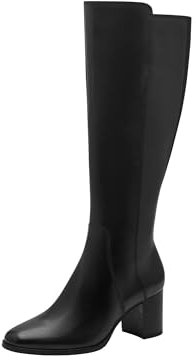 MARCO TOZZI Damen Hohe Stiefel mit Absatz aus Leder Elegant, Schwarz (Black), 38 EU