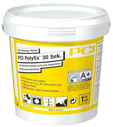PCI Polyfix 30 Sek. 1 kg Blitz-Montage-Mörtel, zur Schnellmontage und zum Abdichten bei Wassereinbrüchen