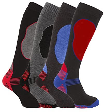 Bonjour 4 Pairs of Boys High Performance Thermal Ski Socks Multi (9-12 & 12-3)