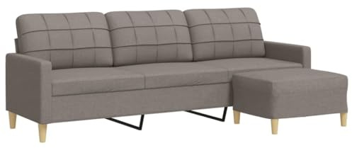 vidaXL Sofá de 3 plazas con Taburete de Tela Gris Taupe 210 cm, sofá, sofá de salón, sofá de Tres plazas, sofá tapizado, Asientos de salón