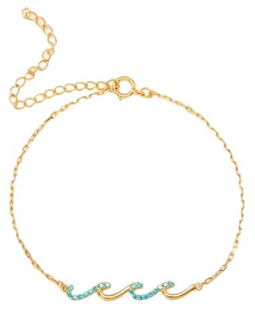 Kettenarmband für Damen, charmantes Armband mit Strass – Kupferwellen-Schmuck, Meeresthema-Armband für Arbeit, Reisen, Dating, Einkaufen, Refer to description, Kupfer, Uni