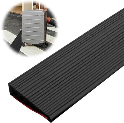 Rampa de umbral de 100 x 10 x 2,5 cm, rampa de umbral de puerta, rampa de PVC para silla de ruedas, rampa para silla de ruedas, andador o scooter eléctrico (negro, 2,5)