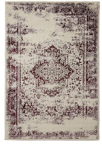 benuta Basic Matta Suki - Kräm/Röd 120x170 cm Syntetisk - Rektangulär vintage orientalisk - Lättskött vardagsrum sovrum