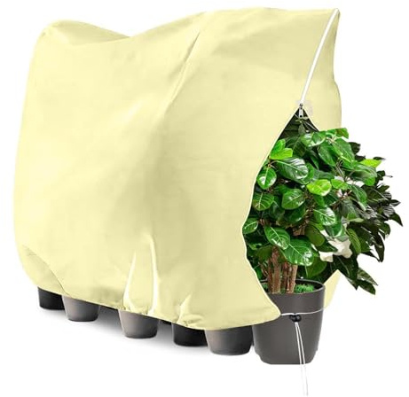 Protección invernal para plantas, 240 x 200 cm, protección contra heladas para plantas, saco de yute, protección invernal para plantas en macetas exteriores, protección contra heladas, saco grande con