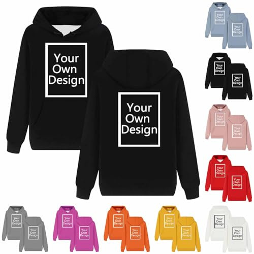 Générique Sweat à Capuche Personnalisable pour Hommes/Femmes Pull Personnalisé Ajoutez Votre Propre Photo/Texte/Logo sur Le Devant Et Le Dos Hoodie Couple Hiver Idéal Noël et Saint Valentin