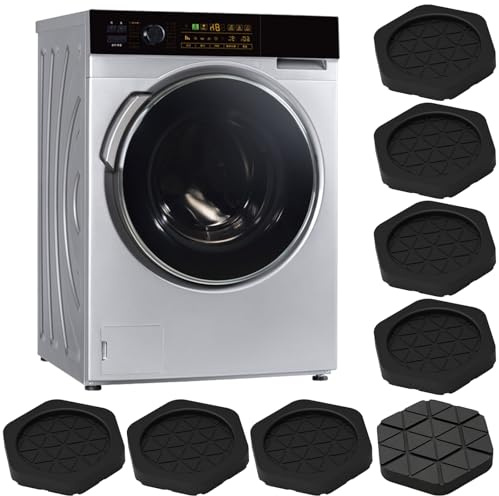 Ideal Swan 8Pcs Anti Vibration Pads for Washing Machine – Silicone Washing Machine Feet Pads, Anti Vibration Mat Shock Absorber Non-Slip Mat, Universal Washer & Dryer Support Foot Pad, Noise Reduction