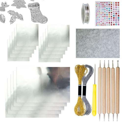 Xmccvt guldfolie överföringsfolier, präglingsfolie set för tillverkning av guld och silverpräglade julornament, aluminiumfolie hantverksrulle för hantverk som målning, snideri och prägling