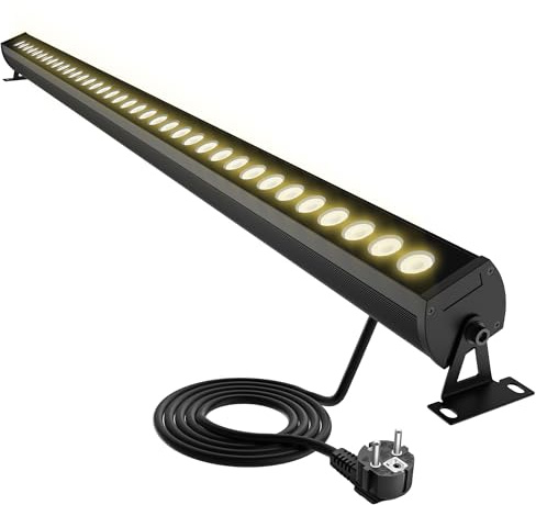 Yotivki Barra de Luz LED Exterior IP65, Proyector LED Exterior 3000K Blanco Cálido, Wall Washer Lineal de 1 Metro, Soporte Giratorio 360°, Cable de 2 m con Enchufe, AC230V