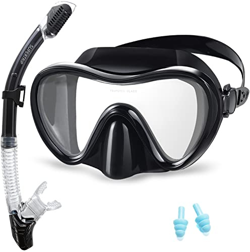 Supertrip Snorkel Set Scuba Diving Mask Snorkeling Goggles Dry Top Snorkel With Anti-Fog Film Anti-Leak Design Panoramic Wide View For Adults And Youth