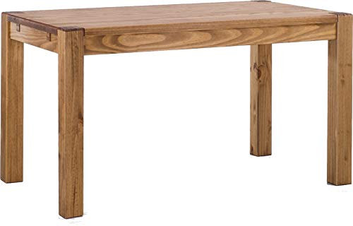 B.R.A.S.I.L.-Möbel Esstisch Rio Kanto 140x80 cm Brasil Pinie Massivholz Größe und Farbe wählbar Esszimmertisch Küchentisch Holztisch Echtholz vorgerichtet für Ansteckplatten Tisch ausziehbar