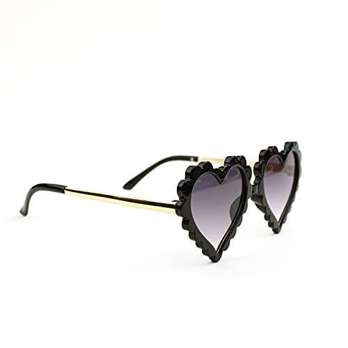Générique Lunettes de Soleil Fille en Forme de Coeur - Look Rétro (Noir) - avec Etui de Rangement
