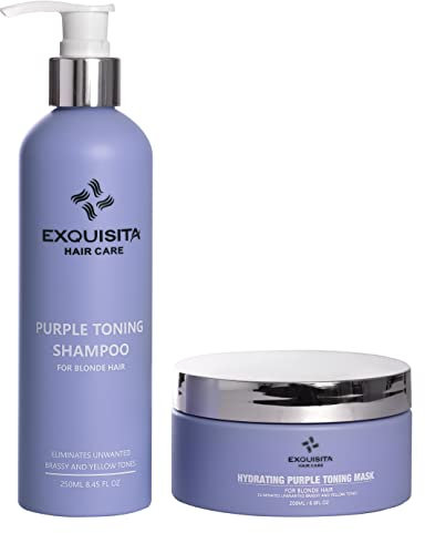 Exquisita Purple Shampoo for Blonde, Silver & Grey Hair | Tones Brassiness | Hydrating, Supphate-Free, Salon-Quality | 250ml
