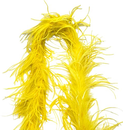 LONDGEN 1ply Yellow Ostrich Feather Boa 2Yards for Dance Performance and 1920's Flapper Costume Accessory