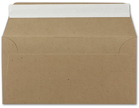 25 DIN långa brevkuvert kraftpapper brunt – 11 x 22 cm – 120 g/m² självhäftande lim standard brevkuvert för dop och inbjudningar från din glöd-agent
