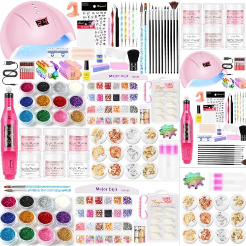 Acrylic Nail Kit Set Electric Drill Manicure Dryer Lamp Acrylic Nail 3D Art Manicure Supplies for beginners with everything