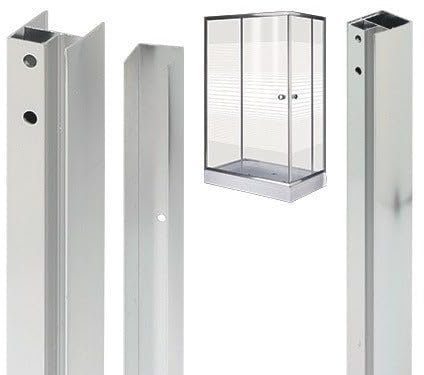 Briconess.com Aluminium Duschkabine mit Ausgleichsprofilen für vertikale Duschwand