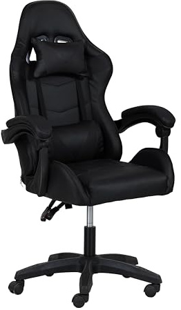 Totò Piccinni Sedia GAMING Ergonomica Reclinabile Girevole con cuscini in similpelle con rotelle e poggiatesta (Nero)