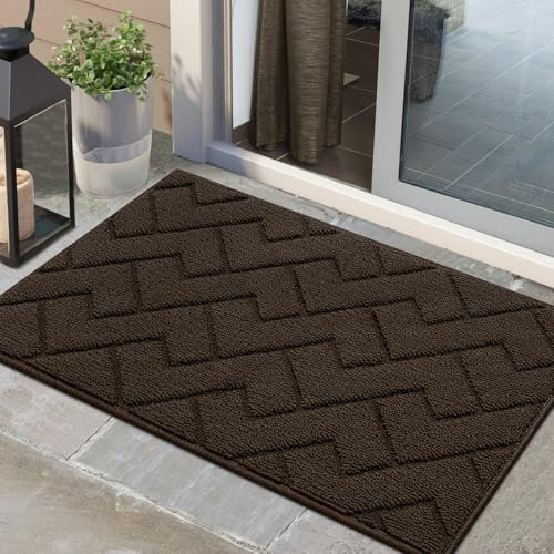 Biscpro Door Mat 60x90cm,Indoor DoorMat Washable,Doormat Indoor Dirt Trapper Non-slip,Absorbent Inside Entrance Rug Floor Mat for Entryway,Patio,Garden,Laundry Room,Pets - Latte