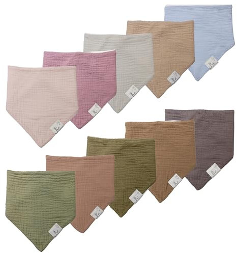 Joe & Tilda Baby Musselinlätzchen aus 100% Baumwolle, Dreieckstuch, Zahnungslätzchen, Baumwolllätzchen, Sabberlätzchen, Dreieckstuch (anthrazit)