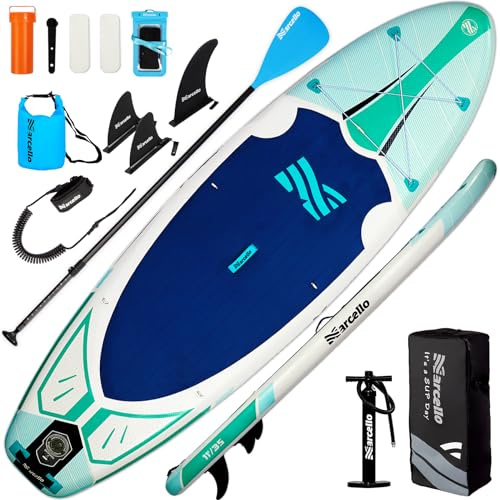 Baudelio Inflatable Stand Up Paddle Board 11x34x6 with Backpack, Hand Pump, Storage Bag, Phone Case, Ultra-Light for Adults