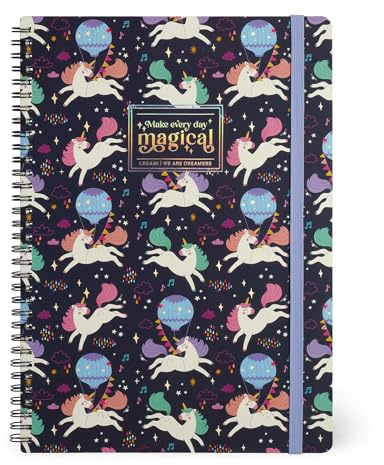 Legami - liniertes Notizbuch mit Spiralbindung - Format A4, Spiral Notebook Maxi, enthält 1 Blatt Aufkleber, 160 abnehmbare Seiten, aus FSC-Papier, Gummiband, 21 x 29 cm, Unicorn-Thema
