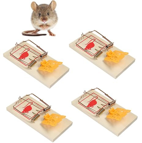 ShiWuYou Mouse Trap, 4 Pack Durable Reusable Snap Traps, Safe and Effective Rodent Trap for Indoors and Outdoors, Easy Set-up & Clean