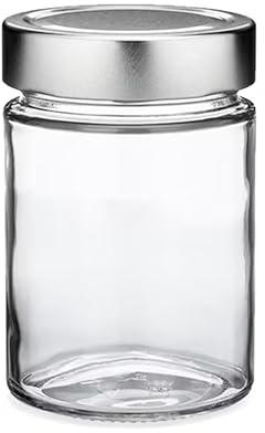 FERRAMENTA BONIFAZIO Vasetto in Vetro da 314 ml Rotondo in Confezione da 20 pezzi (314ml - 20 Pezzi) Vuoto con Tappo Alto Argento per Conserve, Marmellate, Miele, Salse, Arredo e Oggettistica, Regalo