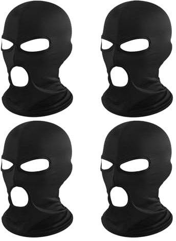 SEFIRST 4 Stück Dünn Skimaske, Sturmhaube mit 3 Löchern für Herren/Damen, Balaclava (DE/NL/SE/PL, Alphanumerisch, Einheitsgröße, Schwarz)