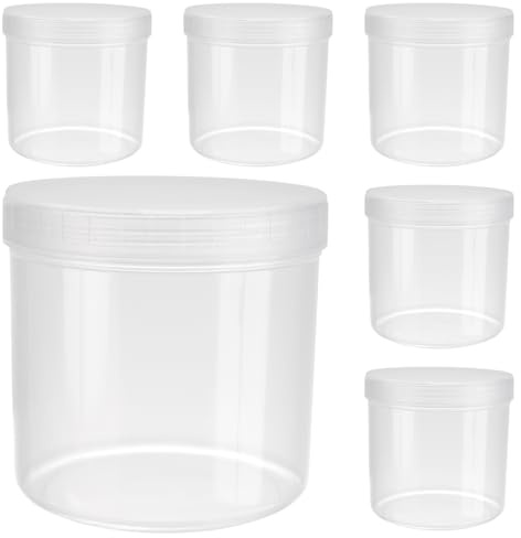 UNGFEI 6 st förvaringsburkar i plast med skruvlock, 500 ml genomskinliga lufttäta matbehållare för kök, skafferi, organisering