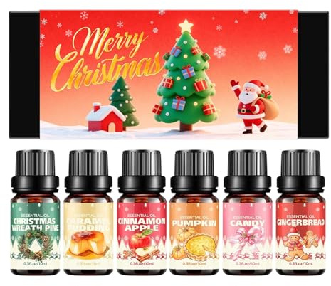 Aceite aromático para velas, 6 fragancias para la fabricación de jabón, aceite aromático para velas navideñas, para masaje corporal en días festivos en invierno, para el salón y el baño, así como para