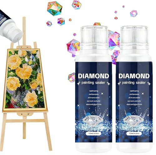 Sigillante per Diamond Painting,120ml Diamond Painting Colla Trasparente,Colla Trasparente per Pittura con Diamanti 5D,Diamond Painting Accessori,Lascia de Dipinto Trasparente Brillante,2 Pezzi