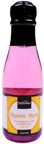Hot Flowers Bubble Bath Scented – Women and Men Bath Foam Products – Relaxing, Foaming, and Moisturizing Adult Soak – Special Small Champagne-Shaped Pet Bottle
