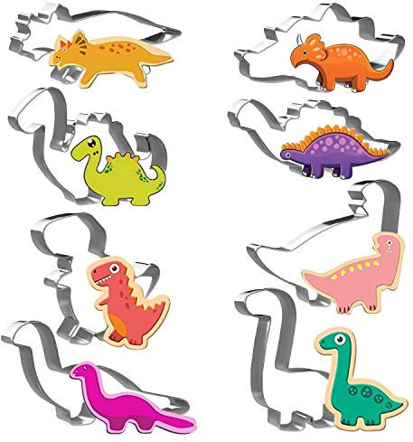 Joyoldelf Dinosaurier Ausstecher Set,Plätzchen Ausstecher, 8 Stück Keksausstecher aus Edelstahl, DIY Fondant Plätzchenausstecher Keksschneider Set für Kinder Geburtstag Dino Party Dekoration