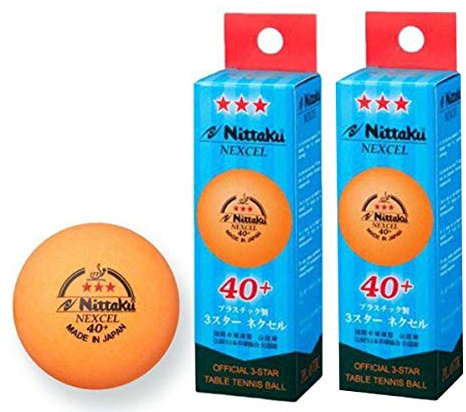 6 Balls , NITTAKU NEXCEL (Made in Japan) , New Material (Non-Celluloid) , Orange 3 Stars Table Tennis Ball + Free Racket Protection Edge Tape