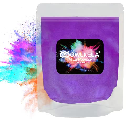 OWLKELA Glitter Mica Powder 100g (3.5 oz), Purple, Pigment Epoxy Resin Dye