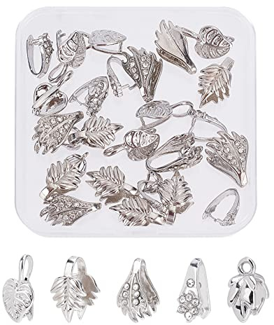 SUPERFINDINGS 30pcs 5 Fianzas de Estilo Latón Zirconia Cúbica Transparente Pico de Hielo Fianzas de Pellizco de Diamantes de Imitación de Cristal Conector Colgante A Presión Fornituras para Collar
