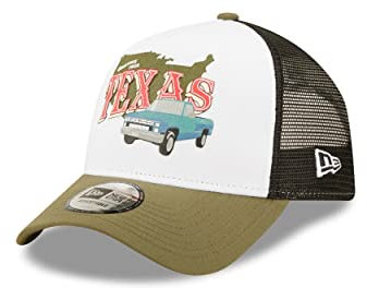 New Era US State Wordmark Texas Olive A-Frame Adjustable Trucker Cap - One-Size