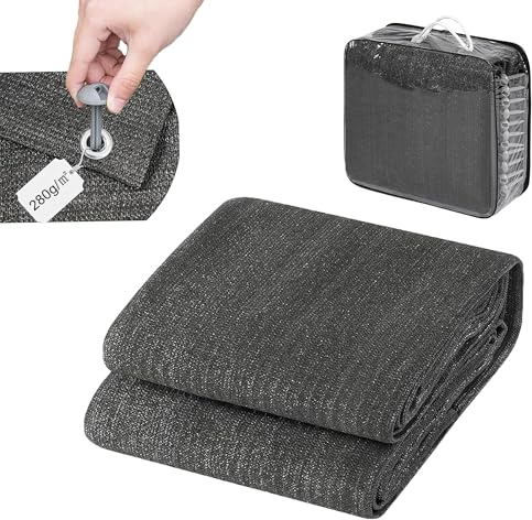 Laneetal Couverture de Pique-Nique en Plein Air, Tapis de Picnic en HDPF pour Camping, avec 12 Clous de Fixation, 1 Sac de Rangement, Tapis Extérieur 250x300 cm, Anthracite