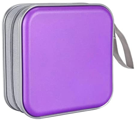 CD Holder CD Case Wallet DVD Binder DVD Organizer Storage Bag Album Hard Plastic 40 Capacity Portable Purple Storage Bag