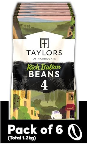 Taylors of Harrogate Rich Italian Coffee Beans, 200 g (Pack of 6 - Total 1.2kg)