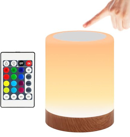 JOPHEK LED Nachttischlampe, Berührungssensitives Nachtlicht, 13 Farben 3 Verschiedene Modi Atmosphäre Tischlampe mit Timing Funktion für Schlafzimmer Wohnzimmer und Kinderzimmer