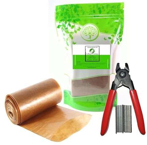 Kunstdarm 65mm/10mts + Wurstclipper + 60 clips - Wursthülle, Kollagenhülle für Wurst