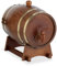 Relaxdays Holzfass klein, 2,2 l, Whiskyfass mit Bock & Zapfhahn, für Wein & Spirituosen, Deko Schnapsfass, dunkelbraun